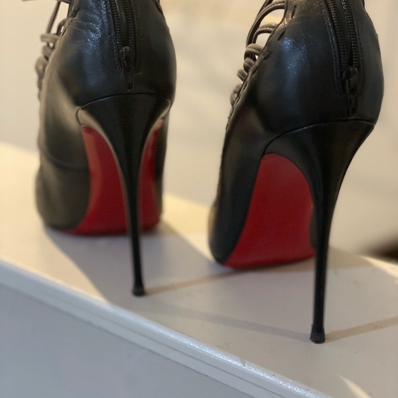 Louboutin Black Kid Leather Gortik 37 - Picture 7 of 8